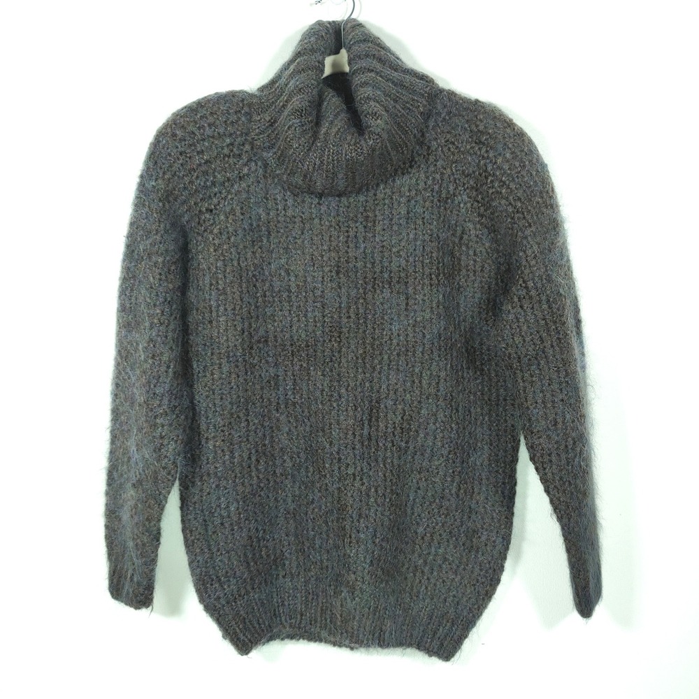 Samantha Hall Mohair Blend Turtleneck Sweater M Charcoal Fuzzy Indie Sleaze